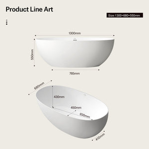 51.2 Inch MonBlari LYRA Solid Surface Freestanding Bathtub