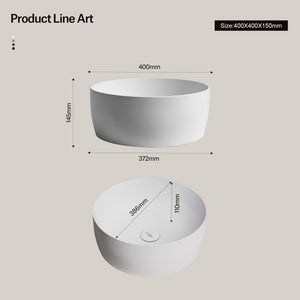 MonBlari TW-A105 CANVA SERIES Solid Surface Vessel Bowl Sink Bathroom Sink