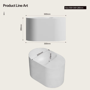 19.7 Inch MonBlari EOS Solid Surface Wall Mount Sink