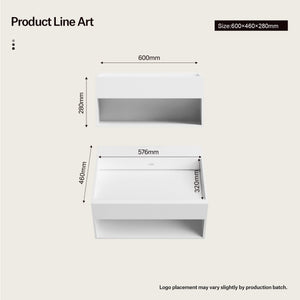 23.6-31.5 Inch MonBlari SERENE SERIES Solid Surface Wall Mount Sink
