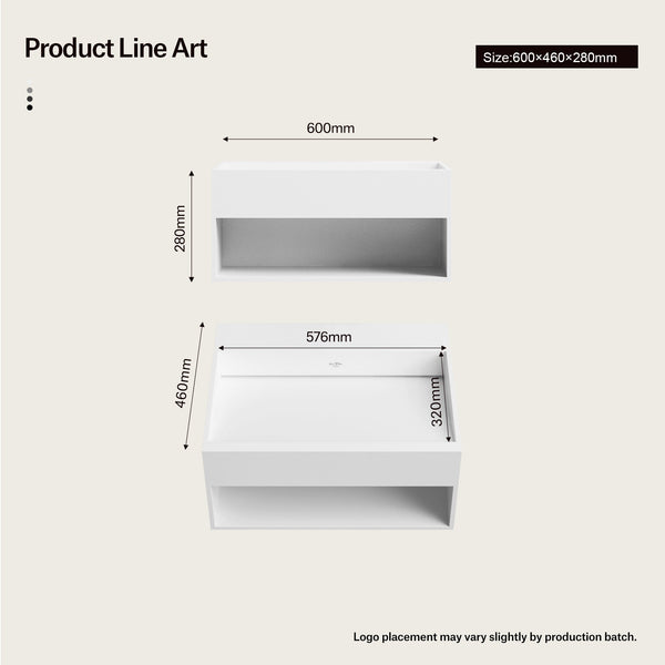 23.6-31.5 Inch MonBlari SERENE SERIES Solid Surface Wall Mount Sink