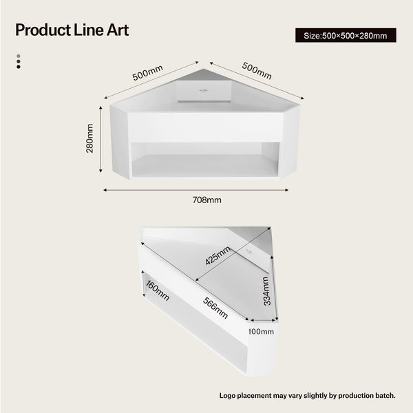 19.7 Inch MonBlari ORBIT SERIES Solid Surface Wall Mount Sink