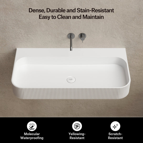 29.5-47.2 Inch MonBlari VENUS SERIES Solid Surface Wall Mount Sink