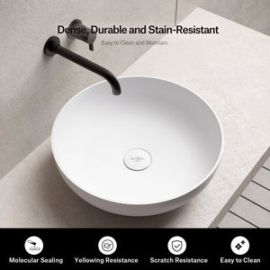 15.7 Inch MonBlari NAIAD SERIES Solid Surface Vessel Bowl Sink Bathroom Sink