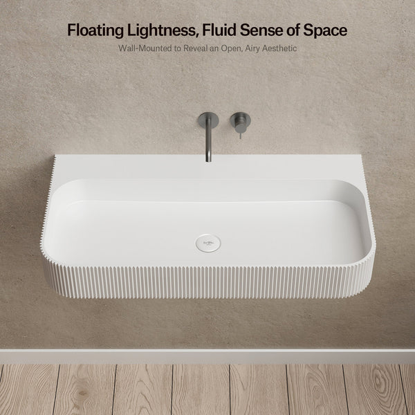 29.5-47.2 Inch MonBlari VENUS SERIES Solid Surface Wall Mount Sink