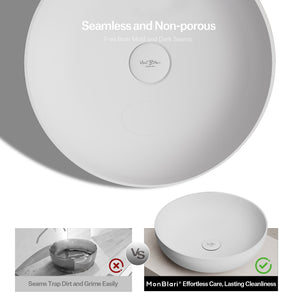 15.7 Inch MonBlari NAIAD SERIES Solid Surface Vessel Bowl Sink Bathroom Sink