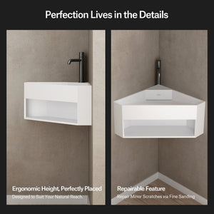 19.7 Inch MonBlari ORBIT SERIES Solid Surface Wall Mount Sink