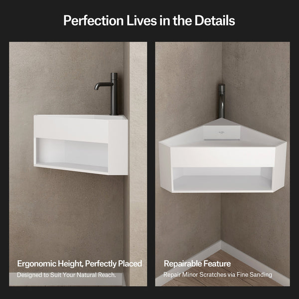 19.7 Inch MonBlari ORBIT SERIES Solid Surface Wall Mount Sink