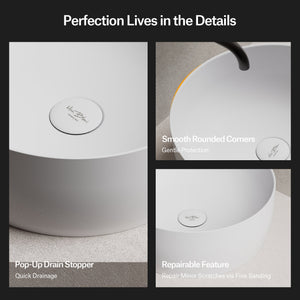 MonBlari TW-A105 CANVA SERIES Solid Surface Vessel Bowl Sink Bathroom Sink