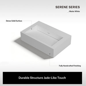 23.6 Inch MonBlari SERENE SERIES Solid Surface Wall Mount Sink Bathroom Sink