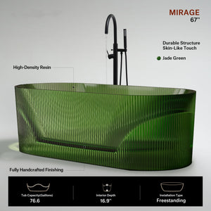 66.9 Inch MonBlari MIRAGE Resin Freestanding Bathtub