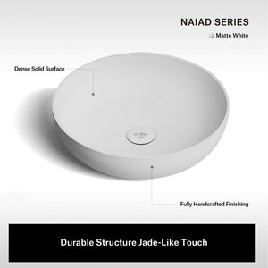15.7 Inch MonBlari NAIAD SERIES Solid Surface Vessel Bowl Sink Bathroom Sink