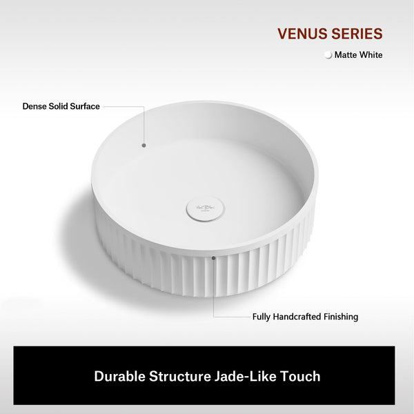 15.7 Inch MonBlari VENUS SERIES Solid Surface Vessel Bowl Sink Bathroom Sink