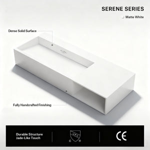 34.3 Inch MonBlari SERENE SERIES Solid Surface Wall Mount Sink