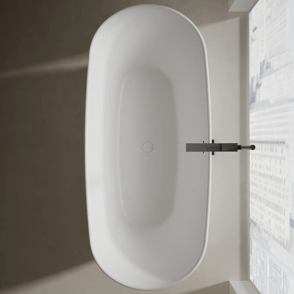 MonBlari XA-8898 White Solid Surface Freestanding Bathtub 1800mm