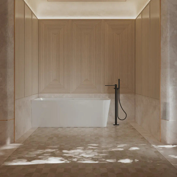 MonBlari TW-7611L White Acrylic Corner Bathtub 1500mm - 1700mm