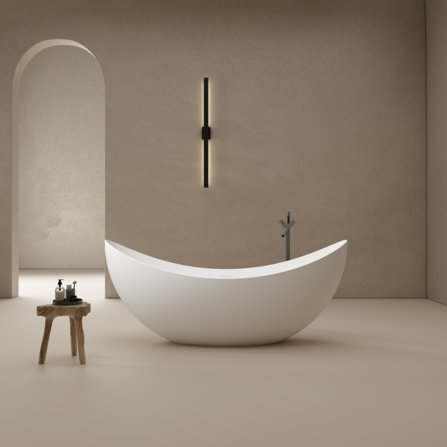 71 Inch MonBlari Solid Surface Freestanding Bathtub TW-8618-MW TW8618MW-FrontView