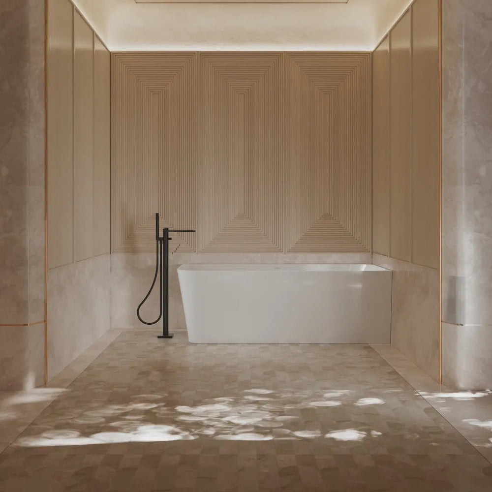 MonBlari TW-7611R White Acrylic Corner Bathtub 1500mm - 1700mm