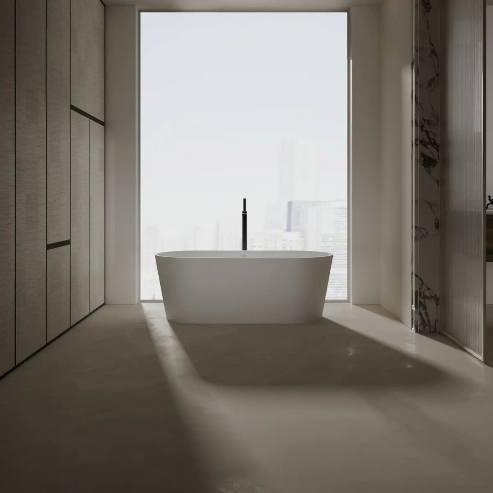 MonBlari XA-8860 White Solid Surface Freestanding Bathtub 1550mm - 1650mm