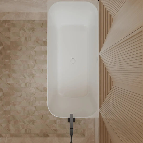 MonBlari TW-7611L White Acrylic Corner Bathtub 1500mm - 1700mm