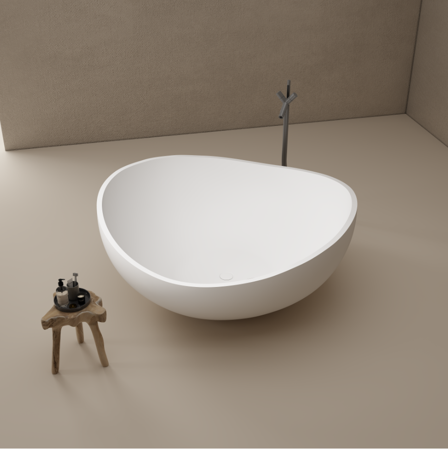 59 Inch MonBlari Solid Surface Freestanding Bathtub TW-8666-MW TW8666MW-FrontView