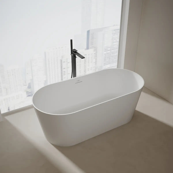 MonBlari XA-8860 White Solid Surface Freestanding Bathtub 1550mm - 1650mm