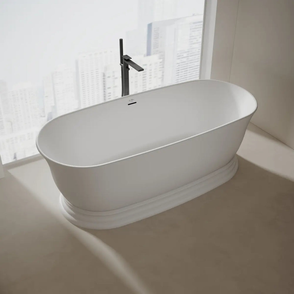 MonBlari XA-8898 White Solid Surface Freestanding Bathtub 1800mm