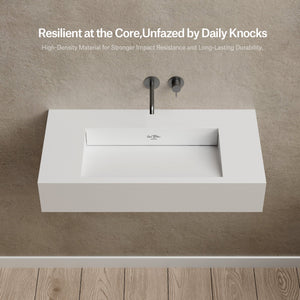 31.5 Inch MonBlari Solid Surface Wall Mount Sink Bathroom Sink TW-G273-4