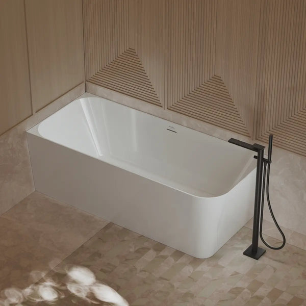MonBlari TW-7611L White Acrylic Corner Bathtub 1500mm - 1700mm