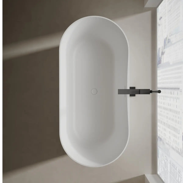 MonBlari XA-8860 White Solid Surface Freestanding Bathtub 1550mm - 1650mm