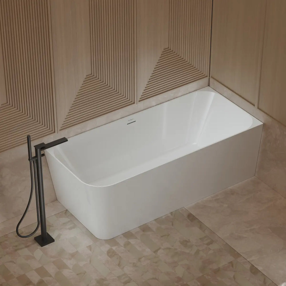 MonBlari TW-7611R White Acrylic Corner Bathtub 1500mm - 1700mm