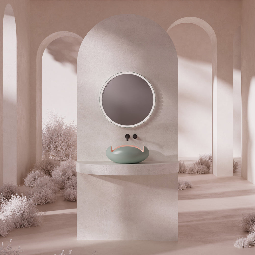 MonBlari Flower Series Solid Surface Countertop Sink H-A0811-GP-FrontView