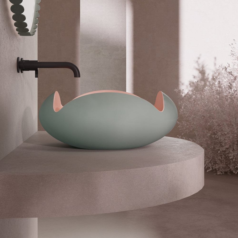 MonBlari Flower Series Solid Surface Countertop Sink H-A0811-GP-FrontView