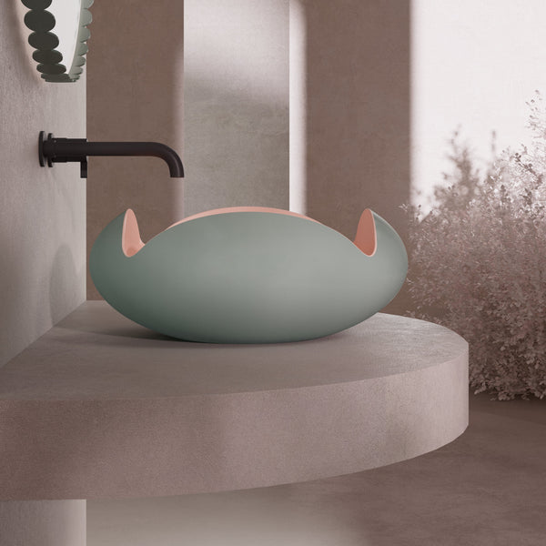 MonBlari Flower Series Solid Surface Countertop Sink H-A0811-GP-sideview