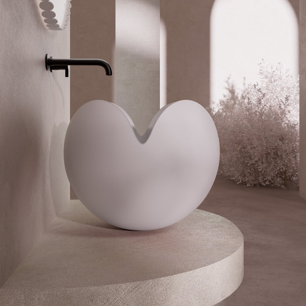 MonBlari Flower Series Solid Surface Countertop Sink H-A0812-MW-FrontView