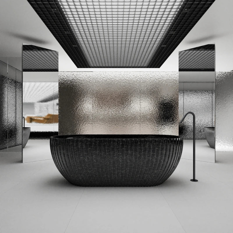 MonBlari MC-99911 Carbon Fiber Freestanding Bathtub Satin Weave Soaking Tub