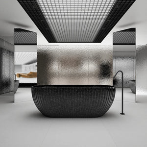 MonBlari MC-99911 Carbon Fiber Freestanding Bathtub Satin Weave Soaking Tub