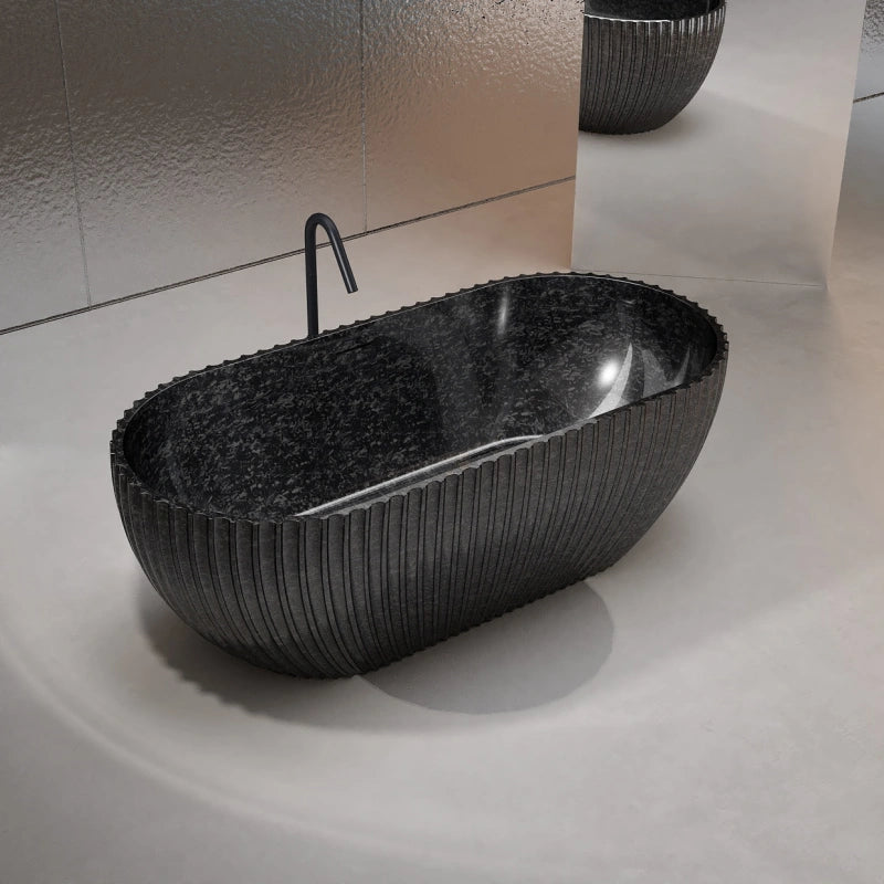 MonBlari MC-99911 Carbon Fiber Freestanding Bathtub Satin Weave Soaking Tub