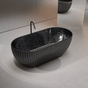 MonBlari MC-99911 Carbon Fiber Freestanding Bathtub Satin Weave Soaking Tub