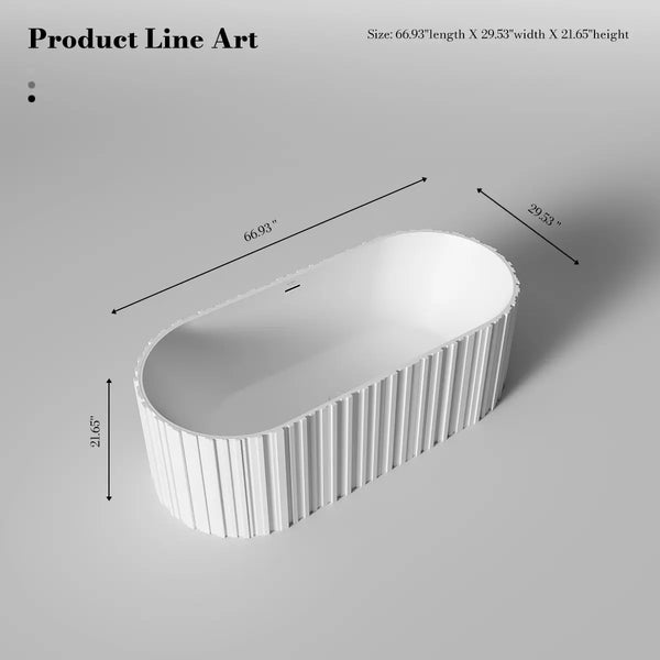 MonBlari MR-88851 White Solid Surface Freestanding Buthtub 1700mm