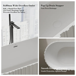 MonBlari MR-88851 White Solid Surface Freestanding Buthtub 1700mm