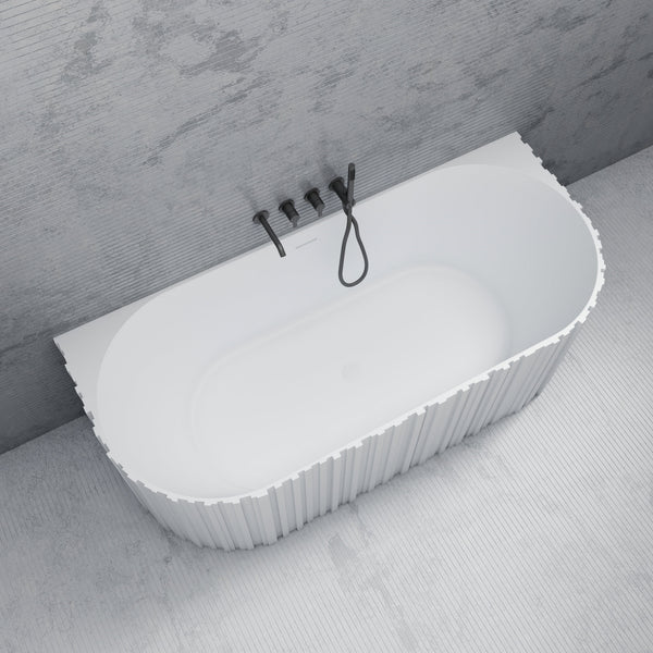 67 Inch MonBlari Solid Surface Back to Wall Bathtub MR-88856-MW MR88856MW-TopView