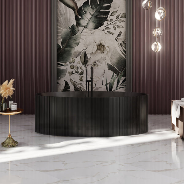 67 Inch MonBlari Resin Freestanding Bathtub MR-T88857-BL-FrontView