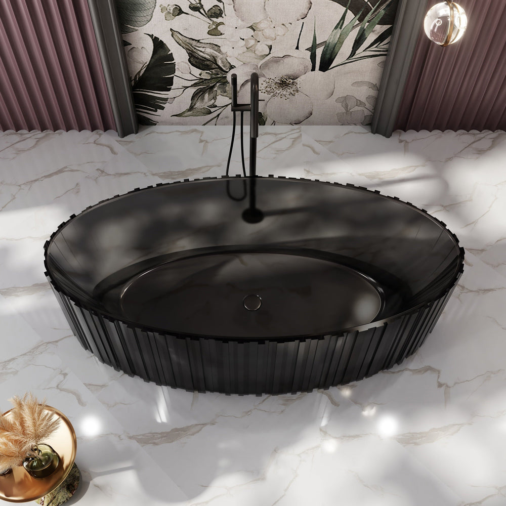 67 Inch MonBlari Resin Freestanding Bathtub MR-T88857-BL-FrontView