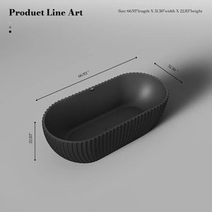 MonBlari MR-88871 Black VENUS Series Wide Freestanding Bathtub 1700mm
