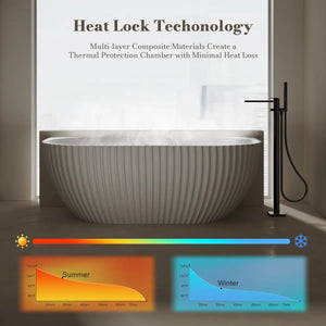 MonBlari MR-88876 VENUS Series Solid Surface Wall-Mounted Bathtub 1700mm