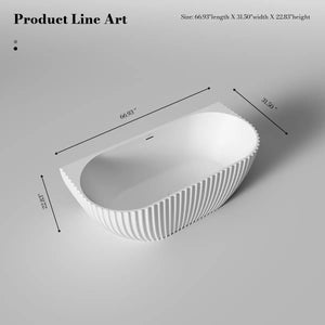 MonBlari MR-88876 VENUS Series Solid Surface Wall-Mounted Bathtub 1700mm