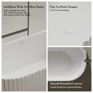 MonBlari MR-88876 VENUS Series Solid Surface Wall-Mounted Bathtub 1700mm
