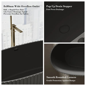 MonBlari MR-88877 VENUS Series Black Curved Freestanding Bathtub 1700mm