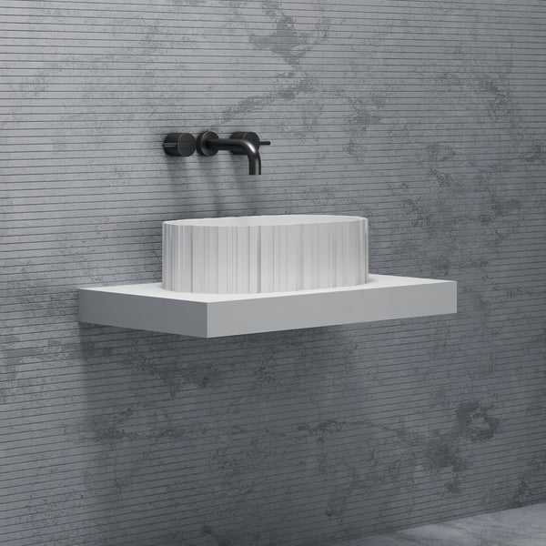 MonBlari Solid Surface Vessel Bowl Sink Bathroom Sink MR-A8851-MW-SideView